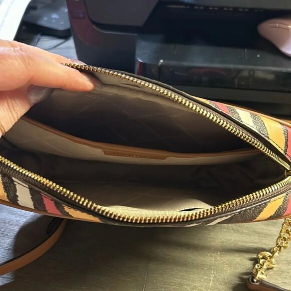 Michael Kors Jet Set Large Crossbody Zip Bag Multi-Color Zebra Print - Picture 10 of 16